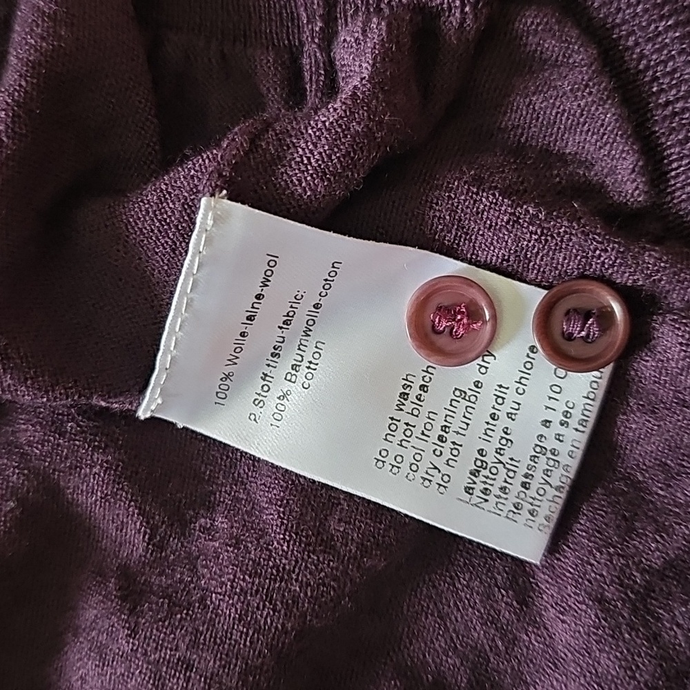Akris Punto Wool Cardigan Faux Layered Blouse Button Up 10 Purple - Picture 6 of 10
